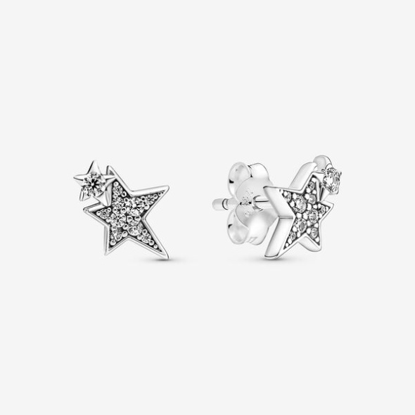 Sparkling Asymmetric Stars Stud Earrings Pandora CA